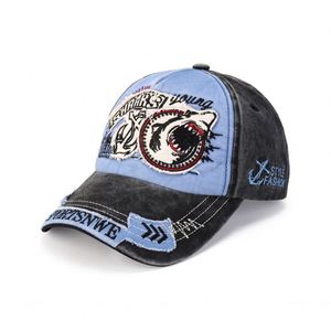 Gorra de béisbol de 6 paneles, 100% algodón twill, personalizada, deportiva, con parche de sol, logotipo de tela, efecto desgastado, lavado Shark - Product Image 4