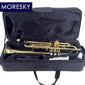 Trompeta MORESKY en Si bemol, de latón, pintada en oro, instrumento musical MTR-101 - Product Image 1
