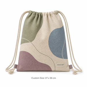 Sac à cordon en toile promotionnel pour enfants, sac à dos en toile de coton avec logo personnalisé imprimé - Product Image 1