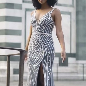 New đính cườm sequin Nàng Tiên Cá ăn mặc với khe cao & backless | thanh lịch con số tâng bốc Áo choàng cho màu đen Tie gala, đám cưới, Đảng - Product Image 2