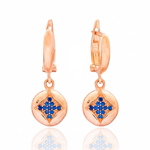 Elegant Geometric Design Sapphire Cz Stone Round Jewellery Colorful Turkish 925 Sterling <b>Silver</b> Jewelry <b>Dangle</b> <b>Earrings</b> - Product Image 2