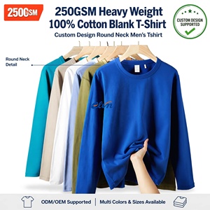 High Quality OEM ODM 250GSM Heavy Weight Woven Cotton Oversized Long Sleeve T Shirt Custom Logo Print for <b>Men</b> High Street - Product Image 3