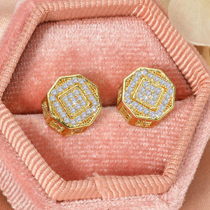 Boucles d'oreilles clous classiques en laiton avec zircon cubique pour femme, pour mariage, fiançailles, anniversaire, fête, Saint-Valentin - Product Image 5