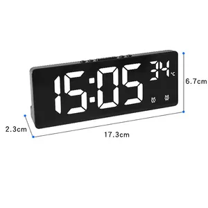 Mirror Silent LED Electronic Clock Three Groups Of Alarm Clock Children Bedside Desk & Table Clocks