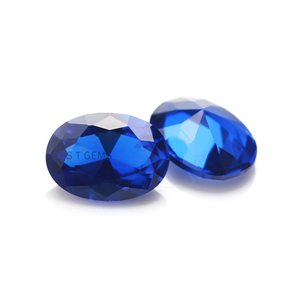 Piedra de diamante sintético Nano para joyería, piedra de corte a máquina, forma ovalada, azul oscuro - Product Image 2