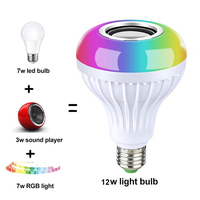 Haut-parleur LED bluetooth à intensité variable, enceinte musicale de 2700-6500K, rvb + C + W, ampoule intelligente avec télécommande