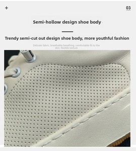 Nouvelles baskets pour hommes en cuir de vachette véritable, style décontracté respirant, chaussures blanches à lacets, inspirées du style <span class=keywords><strong>japonais</strong></span> - Product Image 6
