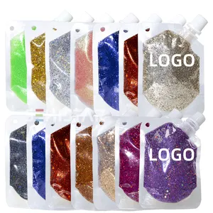 Fornecedor de pó de gel para glitter corporal e rosto, sombra para os olhos, unhas e cabelos, maquiagem colorida, pó bio brilhante, gel para glitter corporal