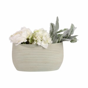 Vaso ovale moderno testurizzato per fiori, decorazione per soggiorno, camera da letto e vanità - Product Image 2