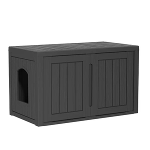 Modern Large Plastic <strong>Cat</strong> <strong>Litter</strong> Box Enclosure Storage <strong>Cabinet</strong>, Indoor Outdoor Pet <strong>Cat</strong> House With Storage Bench - Product Image 5