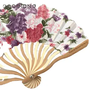 Costume Engraved Elegant Bamboo Hand Fan Gift Favors Customize Fold Up Wedding Fans Women Floral Dancing Custom Fan