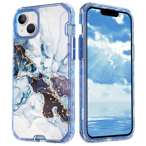 Lujo 3 en 1 360 cubierta completa híbrido TPU PC teléfono protector mármol diseño teléfono funda para 14 15 pro 15 pro Max - Product Image 2
