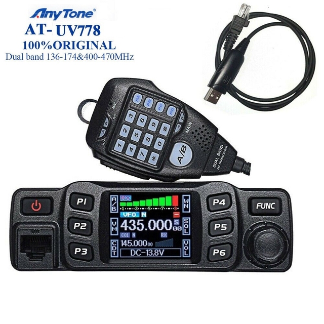 Anytone AT-778UV Dual Band Ham Radio 136-174MHz & 400-490MHz 25W Mobile Transceiver with CTCSS DCS with Programming Cable