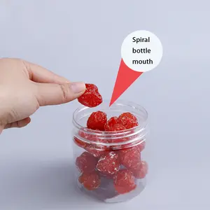 Garrafas plásticas transparentes de embalagem de biscoitos de grau alimentício com tampa