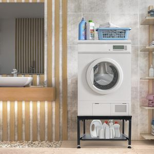Support de machine à laver en acier robuste avec étagère de rangement, socle pour vêtements, solution pour salle de bain, <span class=keywords><strong>rehausseur</strong></span> de <span class=keywords><strong>linge</strong></span>, base, plateforme, plateau - Product Image 6