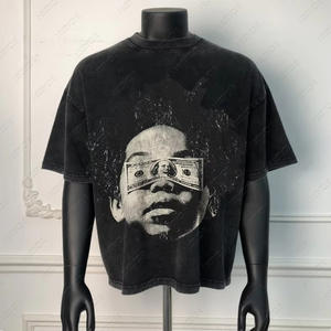 Vente en gros de produits de haute qualité Streetwear Vintage impression surdimensionnée plaine Boxy t-shirt recadrée goutte hommes T-shirts - Product Image 1