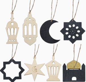 DAMAI Eid Muslim Decor Moon Festival Ornaments DIY Hollow Wooden <b>Star</b> Moon Castle Lantern <b>Hanging</b> Supplies for Home Door Decor - Product Image 1