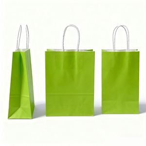 KM Custom Party Favor Paper Bags Business Take Out Shopping Green Eco Friendly Christmas Paper Bags <b>Small</b> <b>Gift</b> Package - Product Image 5