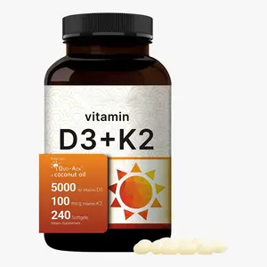 Diskon besar-besaran pabrik suplemen kesehatan bahan baku Vegan Softgel 5000iu Vitamin D3 K2 kapsul