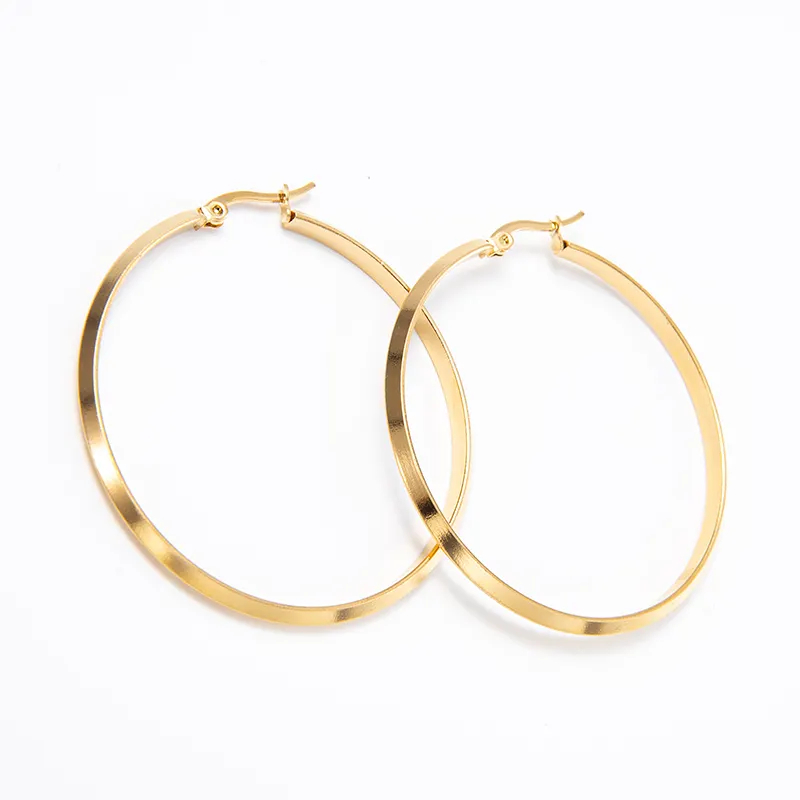 Punk Bijoux Jewelry Gold Plated Oversized Big Hoop Earrings Stainless Steel Geometric Round Circle Huggie Hoop Earrings