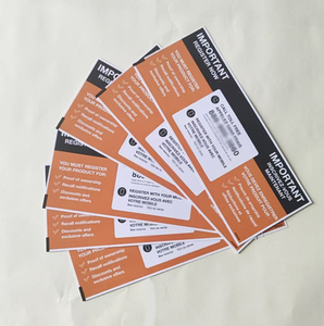 <span class=keywords><strong>Precio</strong></span> barato personalizado Impresión de extensión del producto Precaución Instrucciones de advertencia Consejos Tarjeta de registro del cupón de descuento - Product Image 1