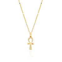 Milskye moderne personnalisé bijoux de mode pour les femmes 925 argent 14k plaqué or diamant éternel ankh croix collier