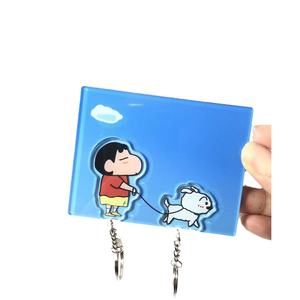 LLavero de Crayon Shin-Chan de dibujos animados, colgante de llave de plástico, pequeña pegatina de pared blanca, llaveros de goma - Product Image 1