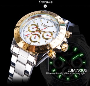 Jaragar นาฬิกากลไกอัตโนมัติสำหรับผู้ชาย, สายสแตนเลสสตีลแฟชั่นหรูหรากันน้ำเรืองแสง - Product Image 4