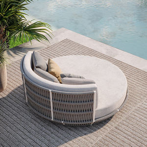 Vendita calda della fabbrica di buona qualità coperta all'aperto corda da giardino <span class=keywords><strong>Vintage</strong></span> Rattan rotondo <span class=keywords><strong>lettino</strong></span> francese con baldacchino - Product Image 2