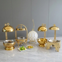 KUNTAI 8L 201 Edelstahl Lebensmittelgeeigneter Alkoholbetriebener Goldener Chafing Dish Deckel Hängender Speisenwärmer 85-100°C Manuell