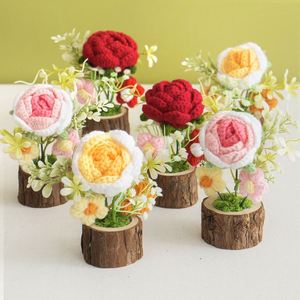 Bouquet de tournesols et de marguerites en coton crocheté fait main avec base en bois – Décoration d'intérieur durable, cadeau pour extérieur/accessoires photo - Product Image 4