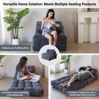 Fauteuil simple pliable de loisirs en tissu au design moderne avec coussin en mousse haute densité compressée