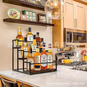Étagère à condiments multi-niveaux en fer et bois, 21,6 pouces, 3 niveaux, organisateur de rangement pour comptoir de cuisine - Product Image 3