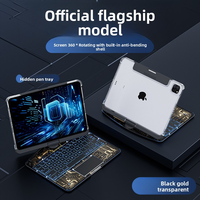 IFacemall 2024 Étui clavier magique transparent en PU pour iPad Pro 11 pouces Clavier sans fil rotatif à 360 degrés rétroéclairé avec pavé tactile