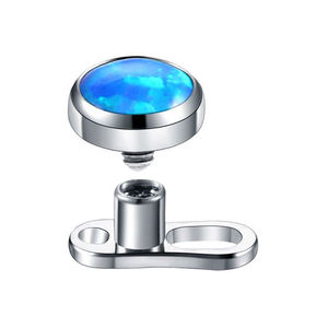 Lotus Wholesale Implant ASTM F136 G23 Titanium Press Fit Opal Internal Threaded Top Dermal Anchor Piercing - Product Image 5
