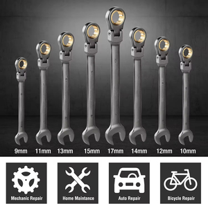 18mm Premium Quality Metric Swivel Head Ratchet <strong>Wrench</strong> Cr-V Constructed With Black Nickel Plating - Product Image 4