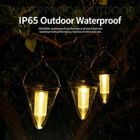 Lampe solaire de jardin suspendue en forme de cône à commande intelligente, IP55, décoration extérieure de Noël avec 8 à 10 heures d'autonomie et lumières chaudes et blanches