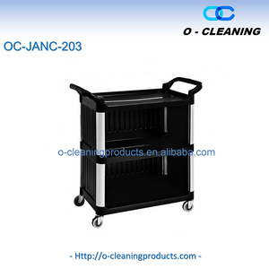 Carrito de Almacenamiento de Plástico de 3 Niveles O-Cleaning, Carrito de <span class=keywords><strong>Servicio</strong></span> Médico, Carrito Rodante para <span class=keywords><strong>Servicio</strong></span> de <span class=keywords><strong>Limpieza</strong></span> de Restaurantes/Hoteles - Product Image 4