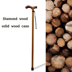 Bastón de madera maciza de cuatro pies para ancianos Ligero y antideslizante Oro pintado al horno y acero para viajes al aire libre - Product Image 5