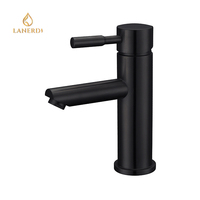 Robinet de lavabo monotrou en acier inoxydable noir mat avec cartouche céramique moderne UPC Watermark et mitigeur chaud/froid à poignée unique