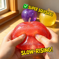 Jouet Squishy Pomme Rempli de Slush, Fidget Translucide à Presser en Forme de Fruit avec Texture Façonnable