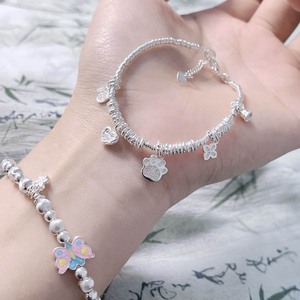 Bracelet porte-bonheur en argent pur 999 pour femmes, forme papillon, à porter au quotidien, bijoux perlés faits à la main, Design élégant - Product Image 2