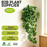 Foglie Artificiali di Monstera in Plastica Premium da 65cm, Motivo in Seta, per Decorazione Murale di Negozi e Hotel, Foglie Finte di Edera Pendenti