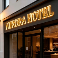 Logo personnalisé rétroéclairé 3D en acier inoxydable LED IP65 avec transformateur, prise murale, télécommande, multicolores, WiFi, pour bureaux, bâtiments, magasins, bars