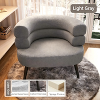 Fauteuil lounge à dossier rembourré en fourrure d'agneau avec pieds en métal, best-seller, idéal pour les coiffeuses, les salons ou les halls d'hôtel