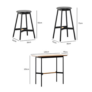 Đồ Nội Thất Nhà Nhỏ Gọn Tối Giản Bắc Âu Bàn Ăn Và Ghế Đẩu Ăn Sáng Cao Màu Đen - Product Image 5