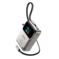 Batterie externe semi-solide MH857B avec cadre en alliage d'aluminium, charge rapide PD 45W/65W 20000mAh, affichage TFT rectangulaire AI pour 4 appareils