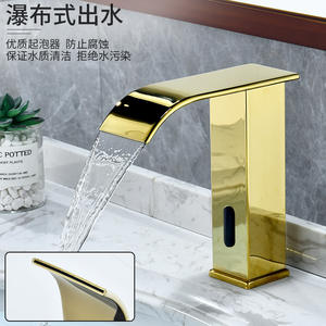 Grifo de Lavabo en Cascada con Sensor Totalmente Automático de Estilo Nórdico, Grifo Eléctrico de Cobre para Proyectos Hoteleros, Grifo de Lavabo para Baño al por Mayor - Product Image 1