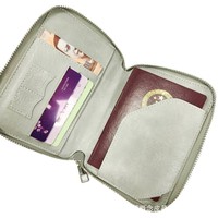 Portefeuille de voyage en cuir PU avec fermeture éclair, grande capacité, pour billets d'avion, cartes et passeports, impression de logo, imperméable et durable