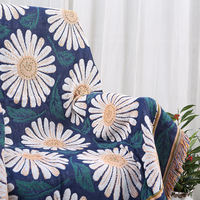 Jeté en coton doux jacquard, réversible, en fibre de polyester tissée, imprimé floral et animalier, toutes saisons, pour la décoration intérieure